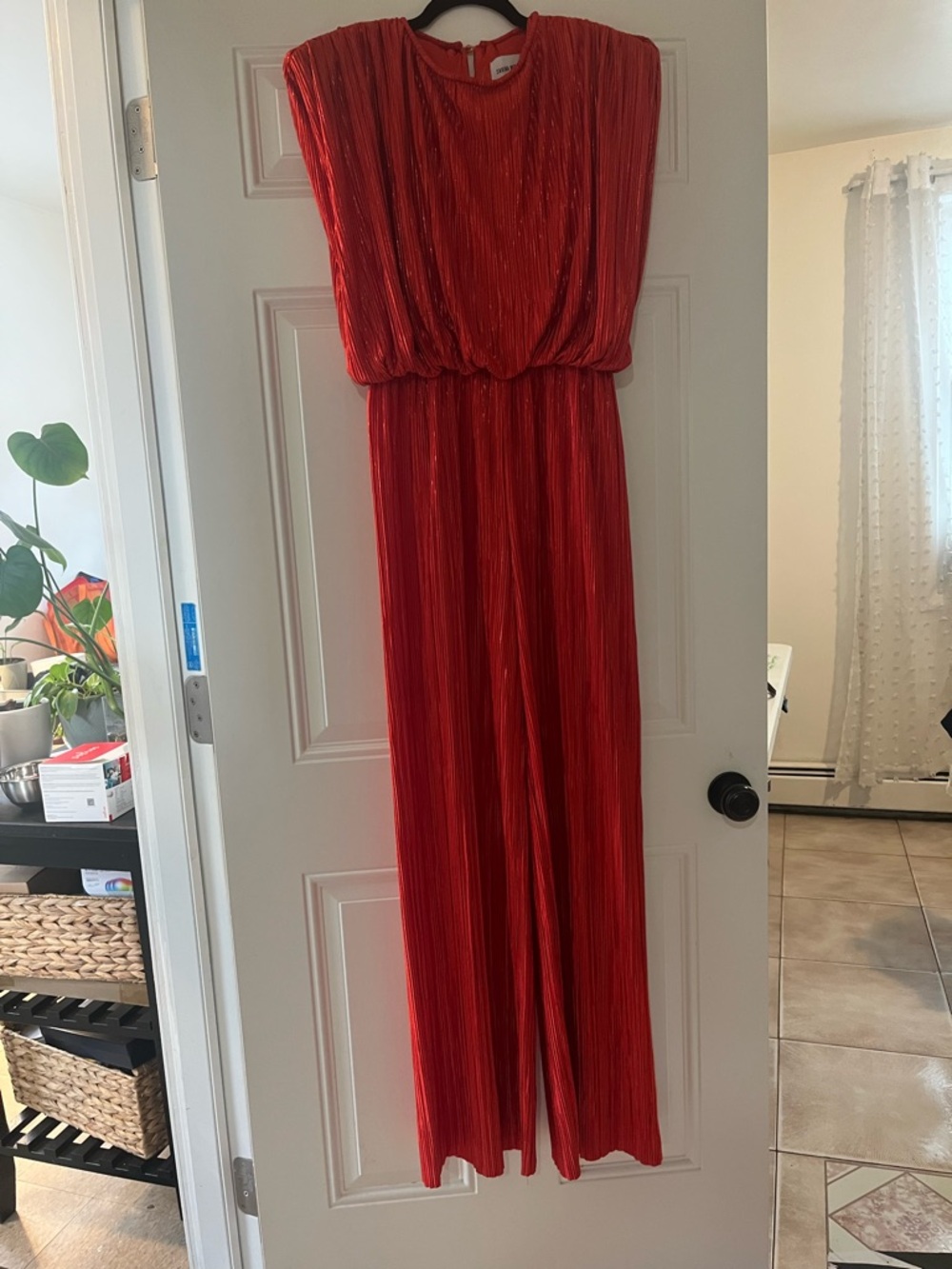 Red Pleated Kids One-Piece Jumpsuit